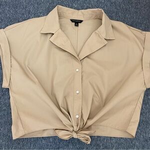BANANA REPUBLIC  Tan Button-Up Women's shirts Cotton 100% Size XL
